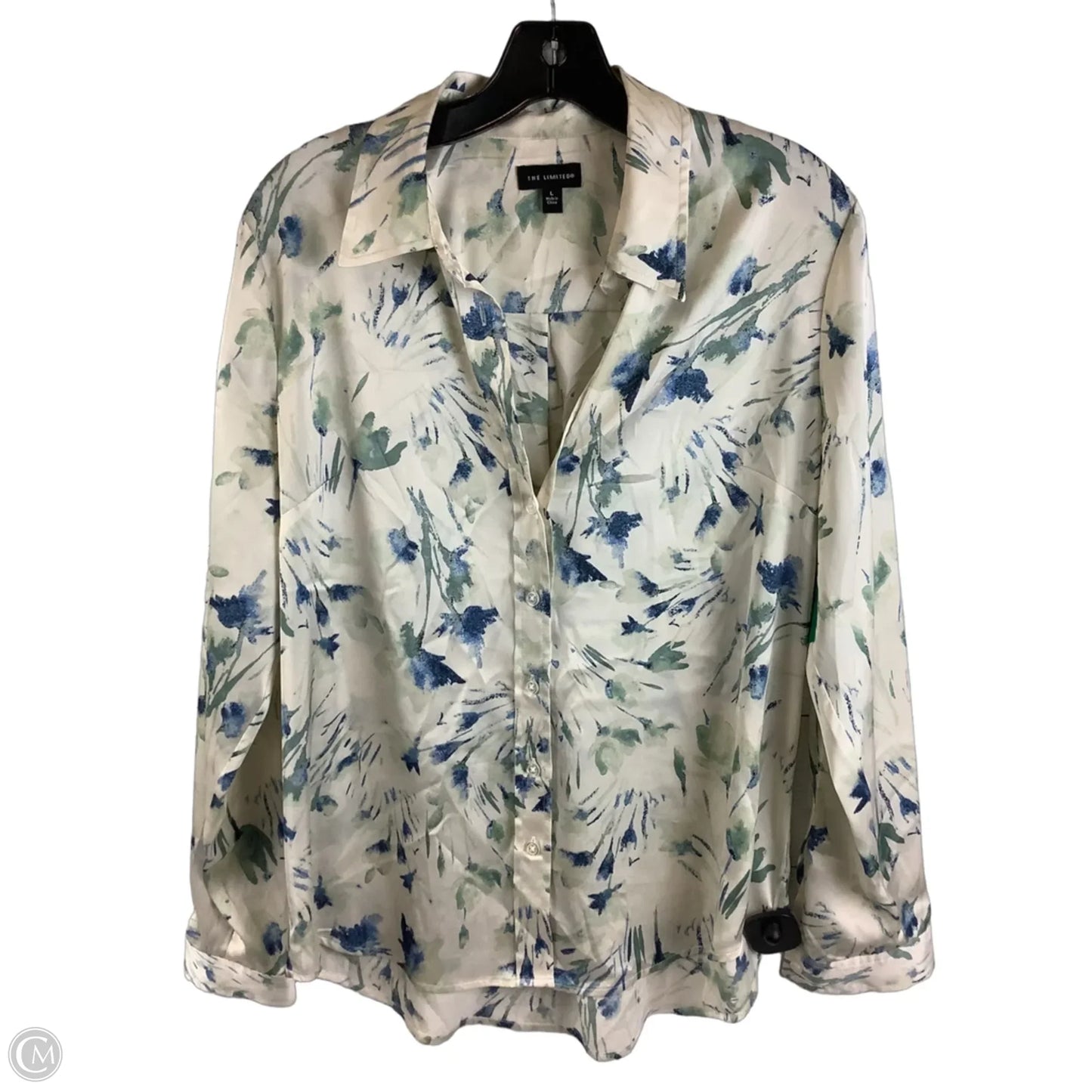Top Long Sleeve By Clothes Mentor In Blue & Cream, Size: L