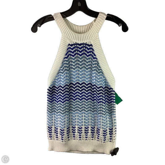 Top Sleeveless By Loft In Blue & White, Size: M