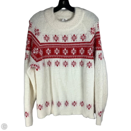 Sweater By Venus In Cream & Red, Size: L