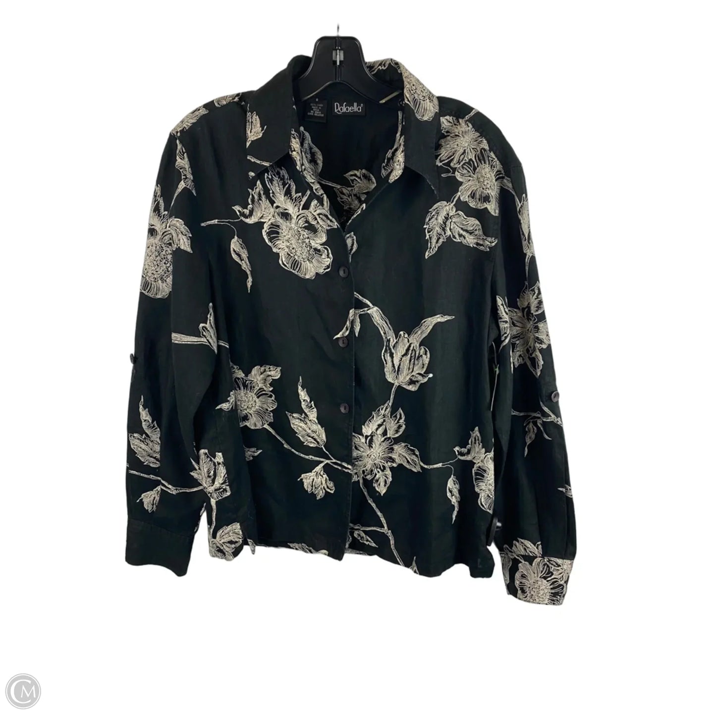 Top Long Sleeve By Rafaella In Black & Cream, Size: 8