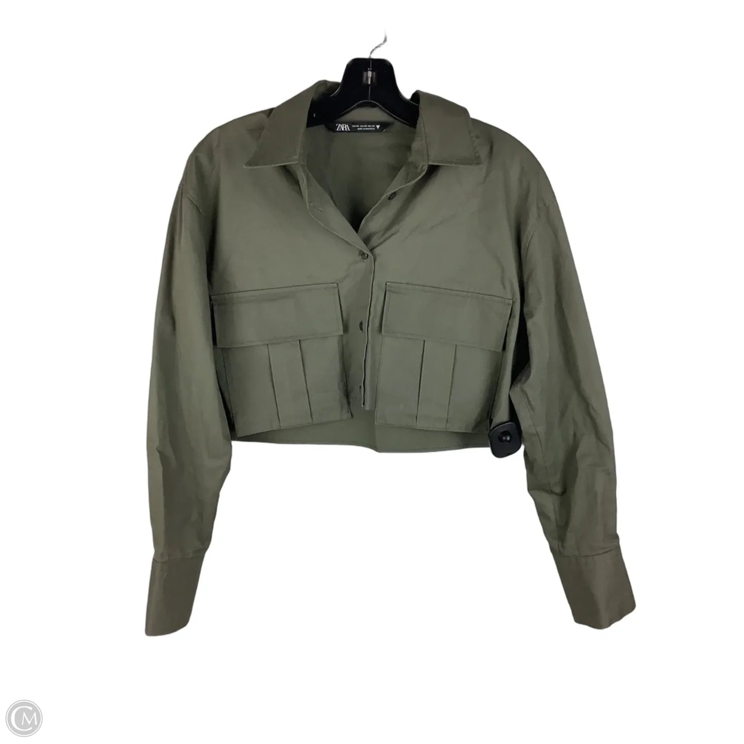 Jacket Shirt By Zara In Green, Size: Xs