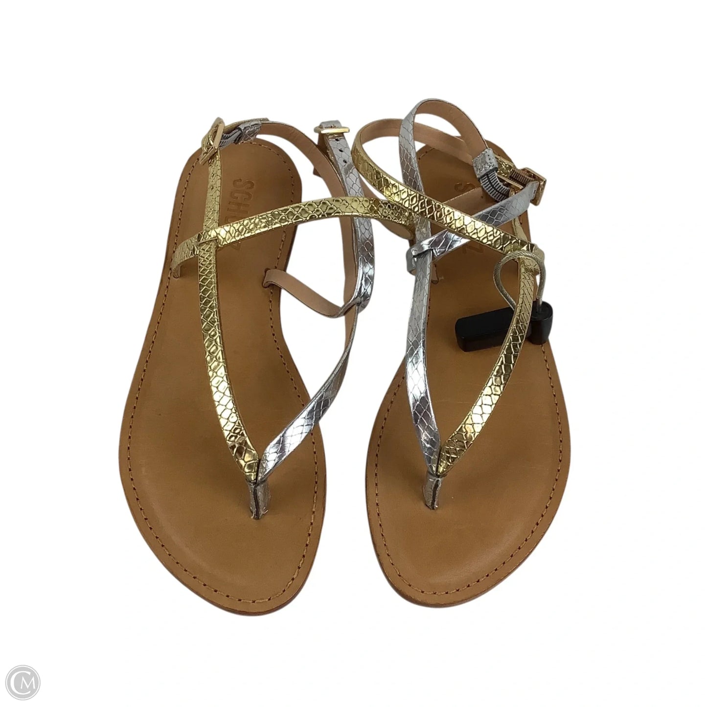 Sandals Flats By Schutz In Gold & Silver, Size: 6.5