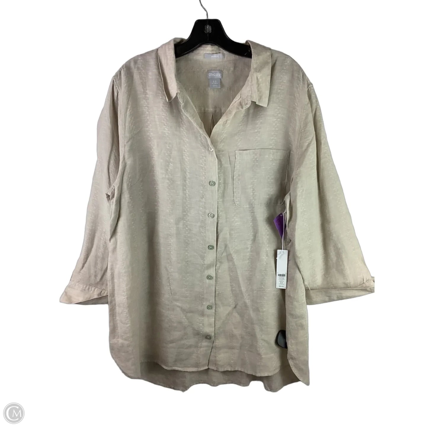 Top Long Sleeve By Chicos In Tan, Size: 18