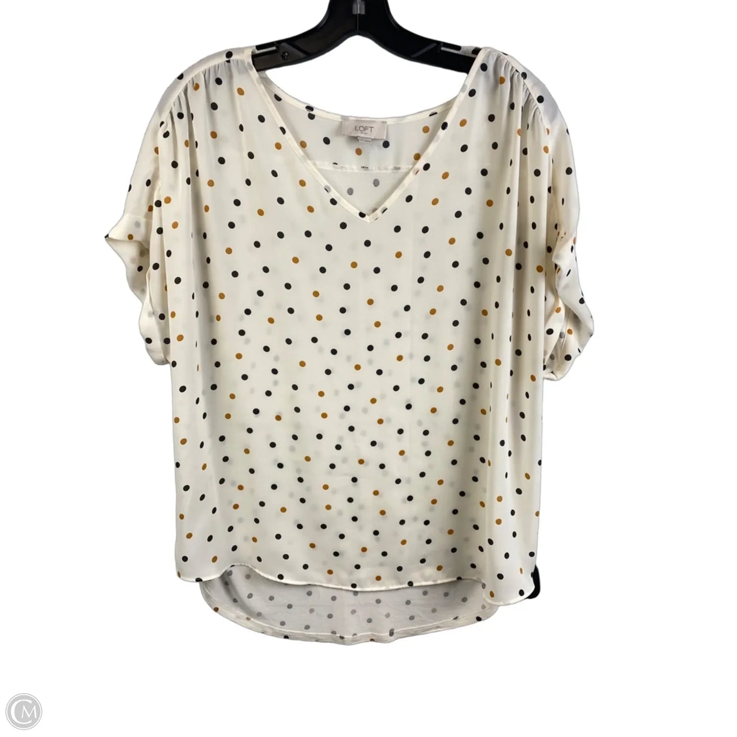 Top Short Sleeve By Loft In Polkadot Pattern, Size: L