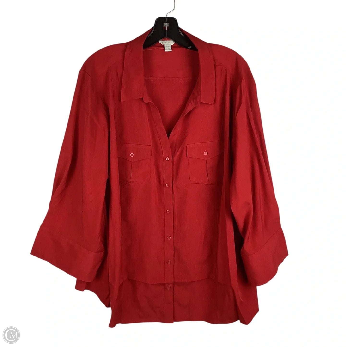 Top Long Sleeve By Cato In Red, Size: 4x (26/28)