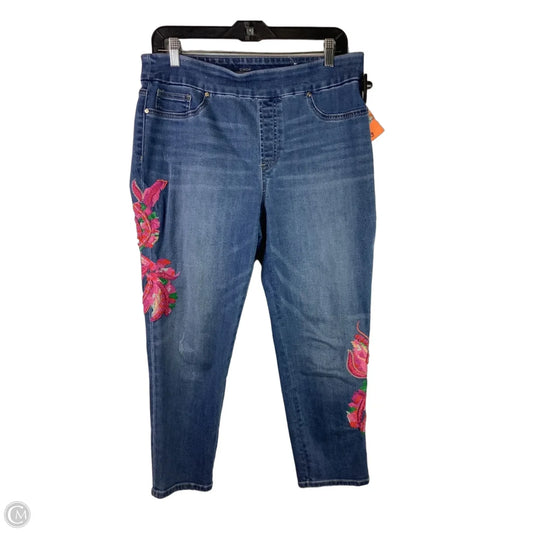 Jeans Straight By Chicos In Blue Denim, Size: 8