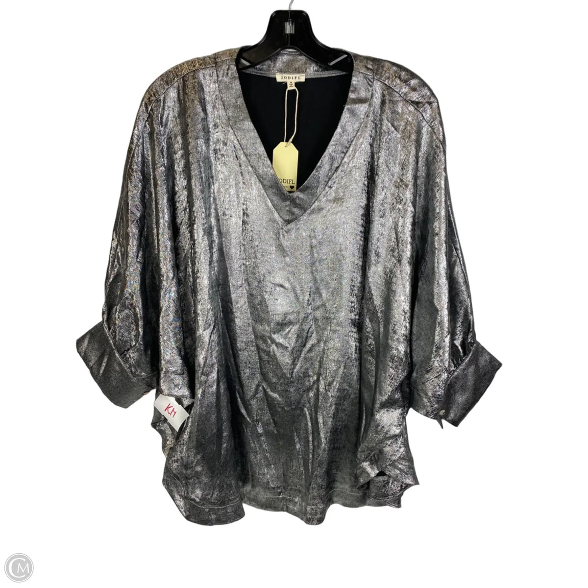 Top 3/4 Sleeve By Jodifl In Silver, Size: M