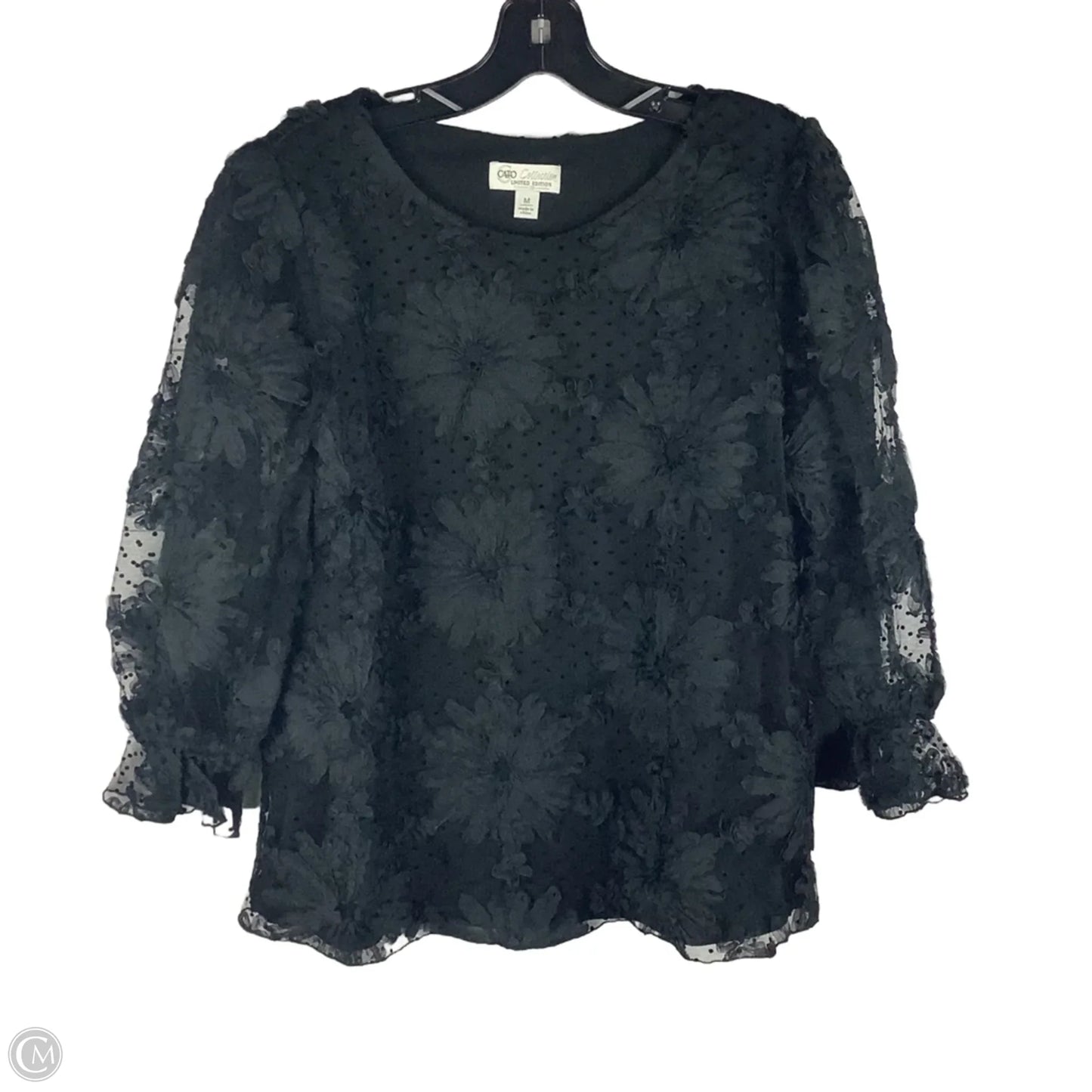 Top Long Sleeve By Cato In Black, Size: M