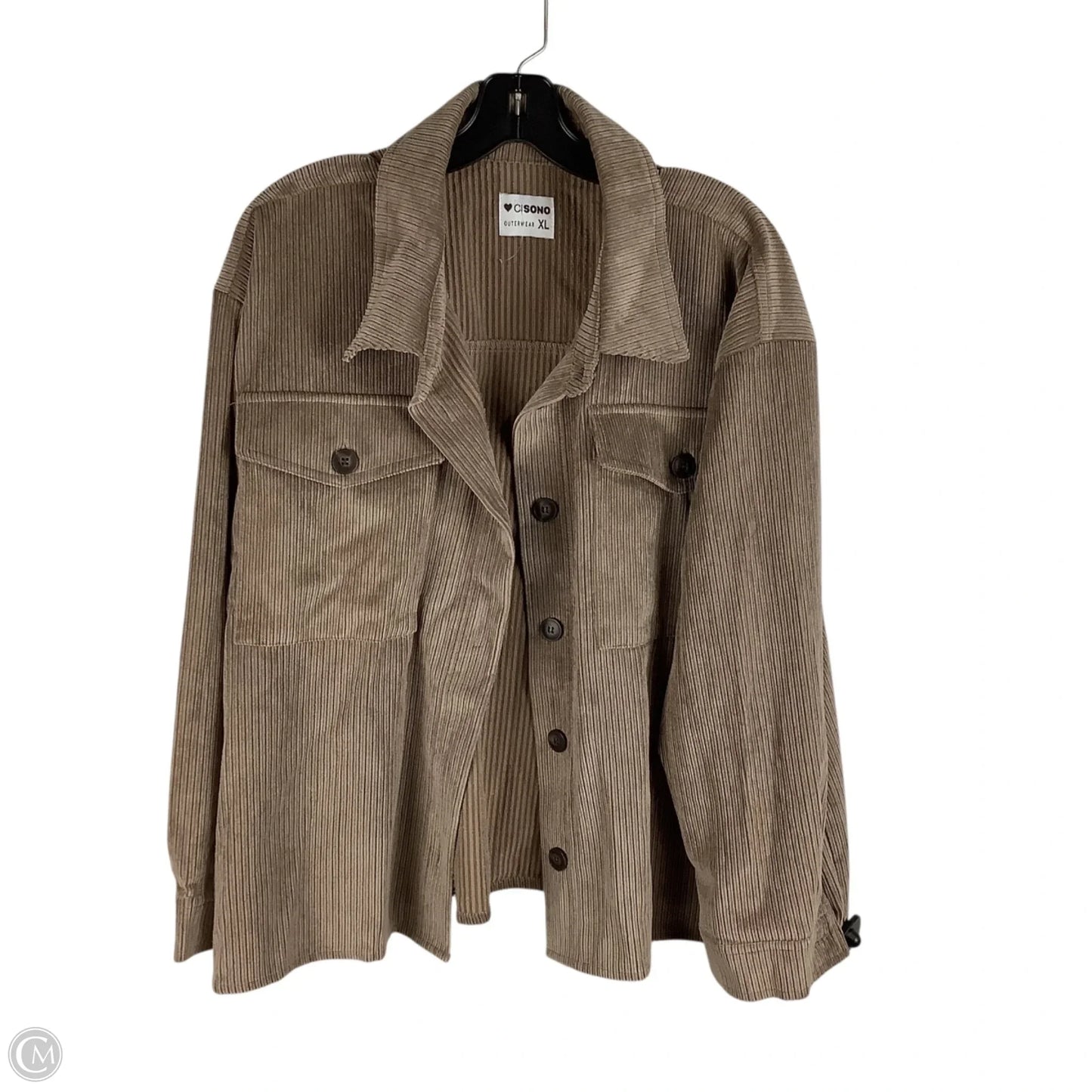 Jacket Shirt By Clothes Mentor In Brown, Size: Xl
