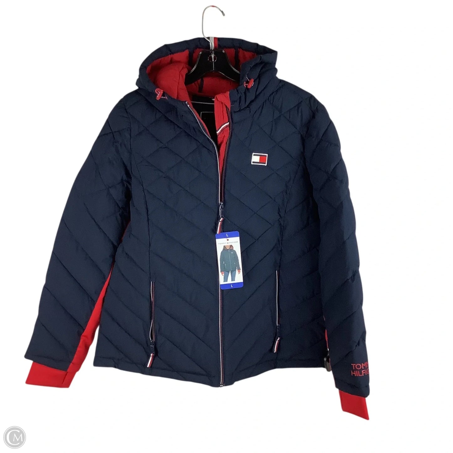 Jacket Puffer & Quilted By Tommy Hilfiger In Navy, Size: L
