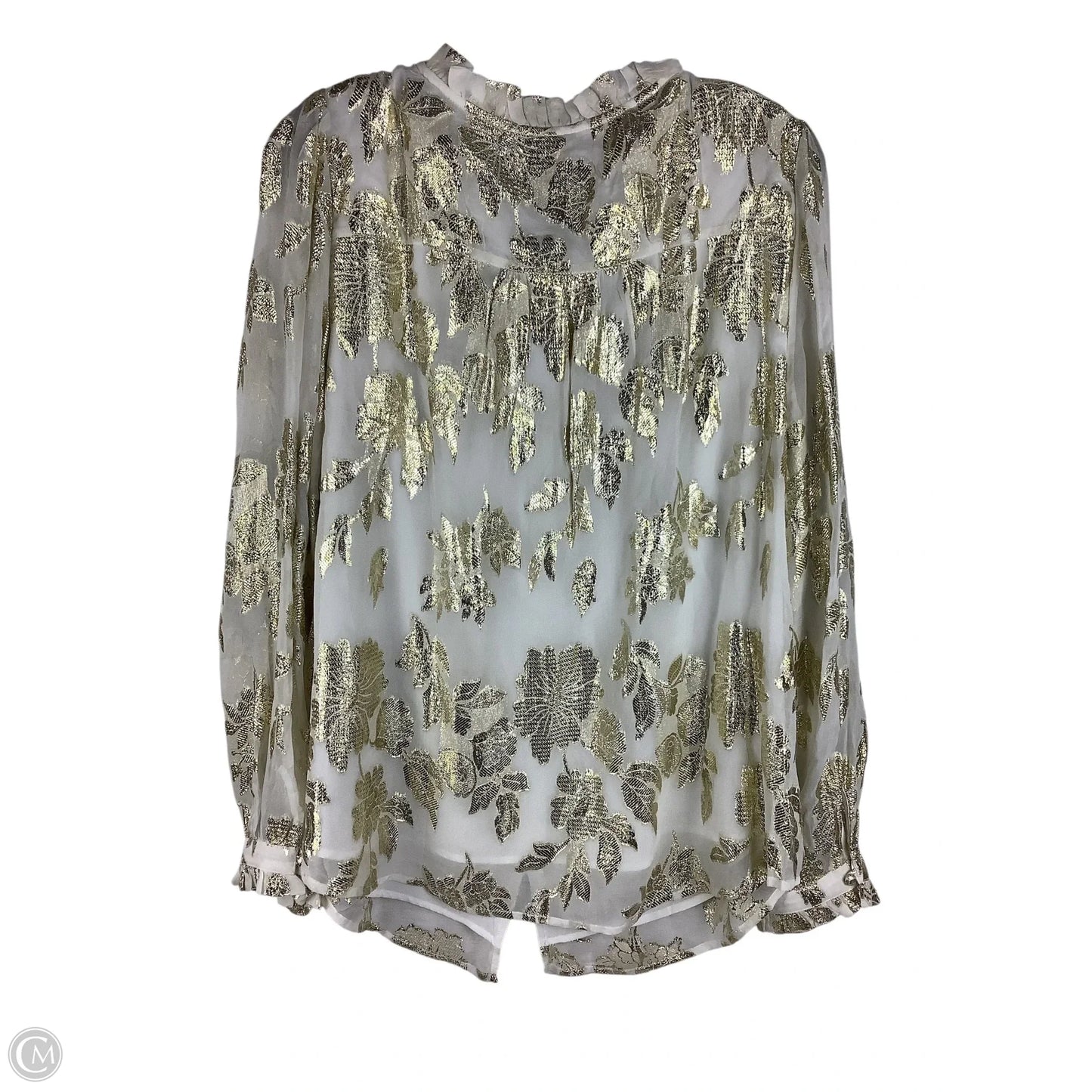 Top Long Sleeve By Talbots In Gold & White, Size: Xl