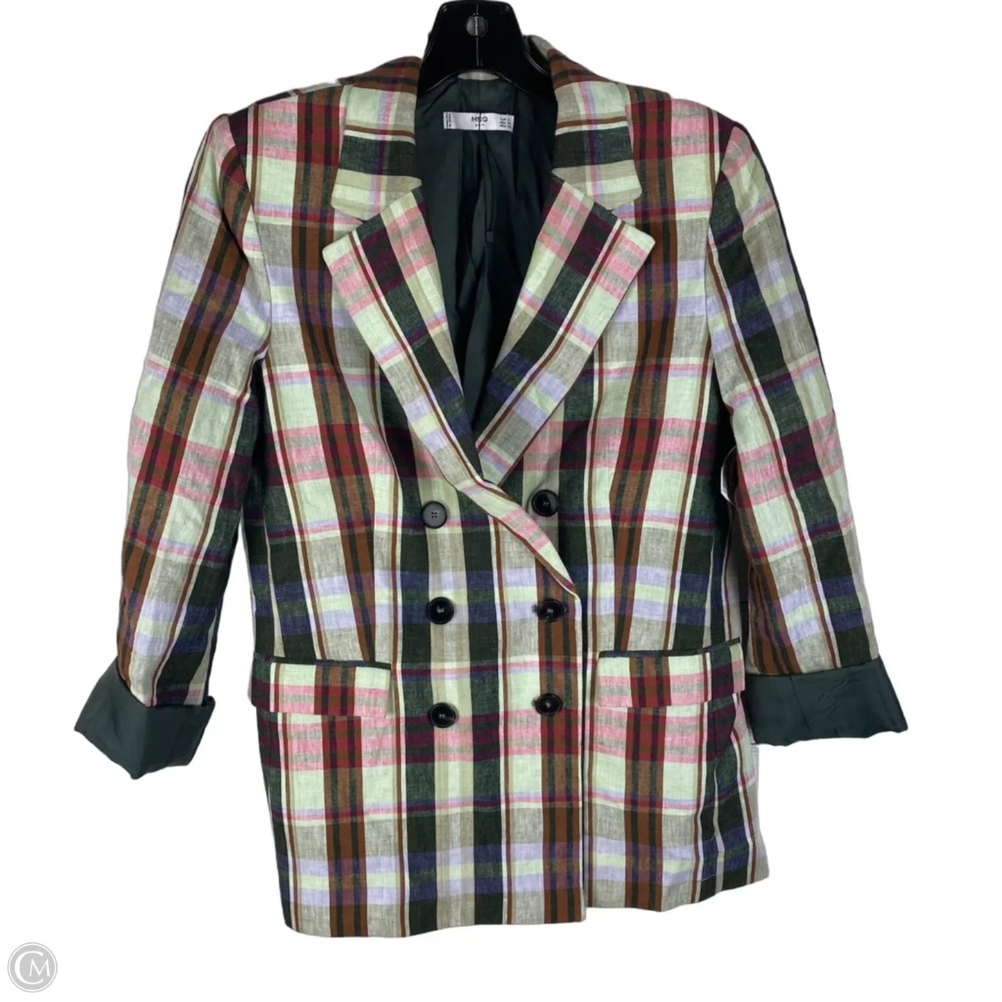 Blazer By Mng In Plaid Pattern, Size: Xs