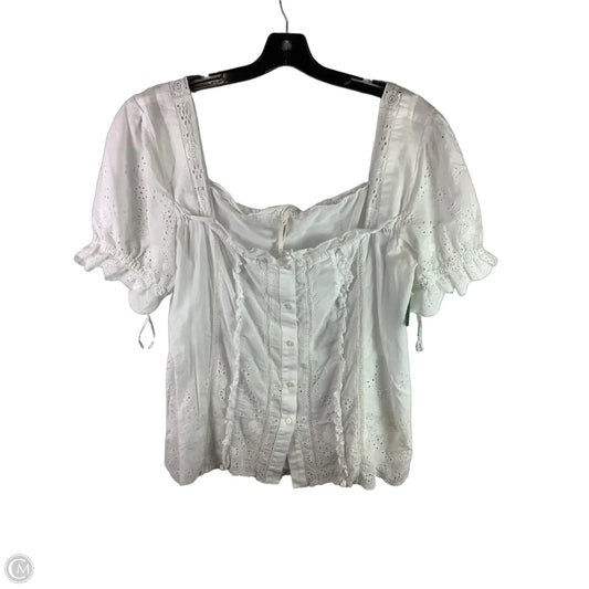 Top Short Sleeve By Anthropologie In White, Size: L