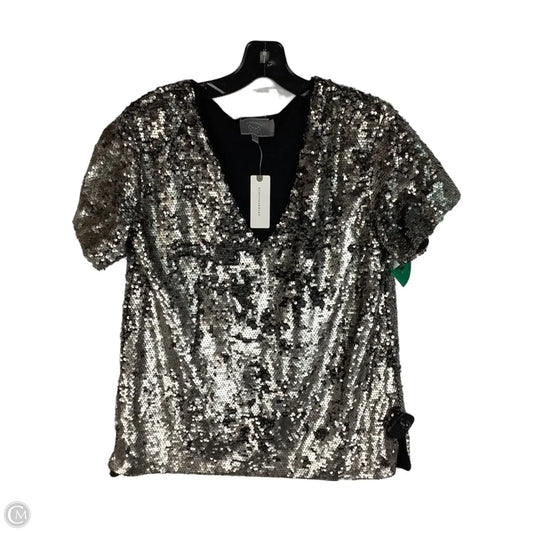 Top Short Sleeve By Anthropologie In Silver, Size: S