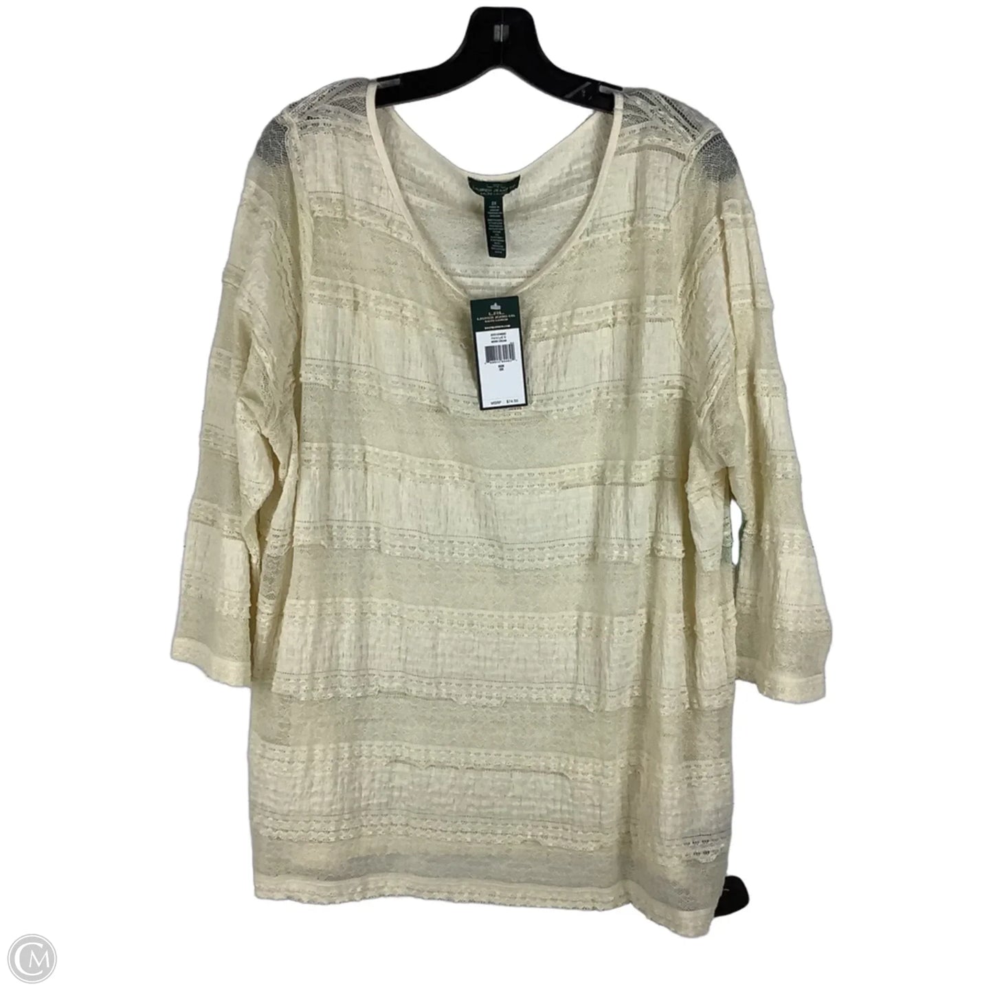 Top Long Sleeve By Lauren Jeans Co In Cream, Size: 3x