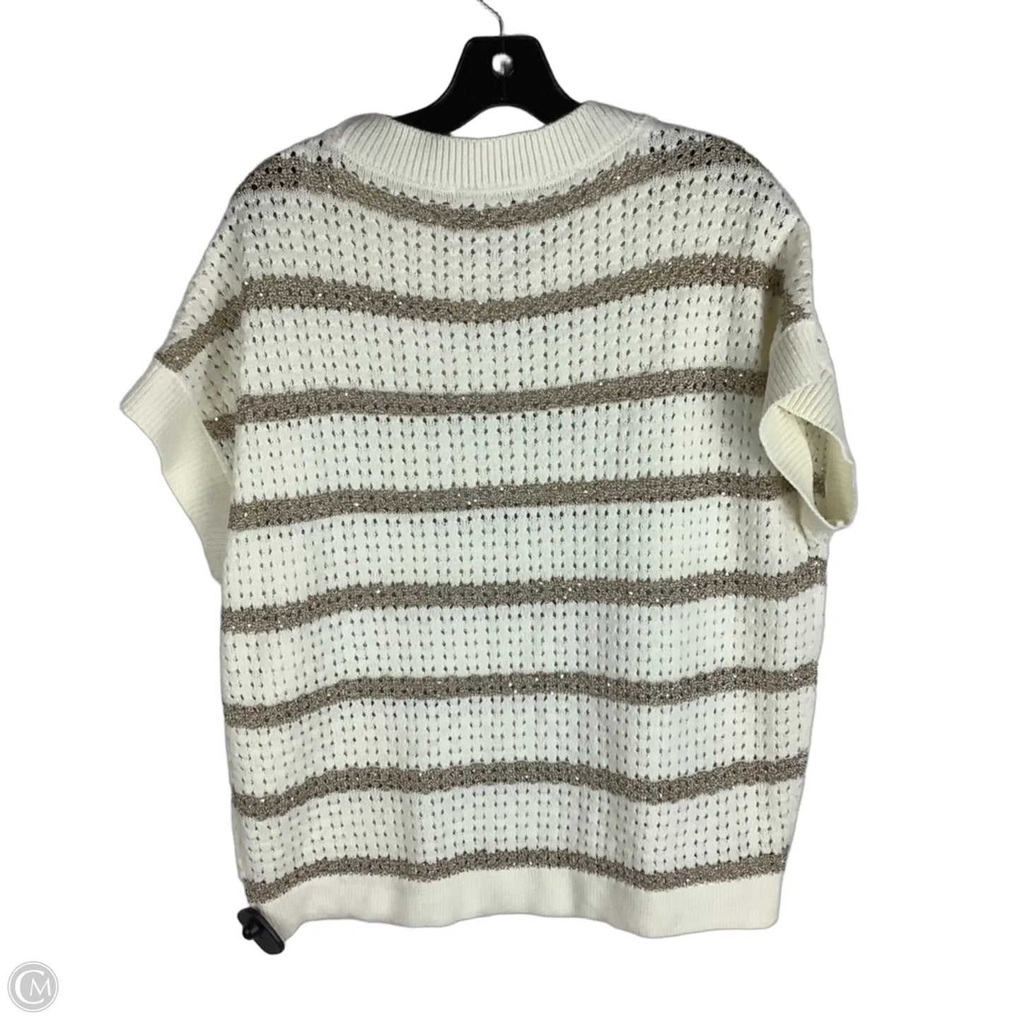 Top Short Sleeve By Cato In Gold & White, Size: L