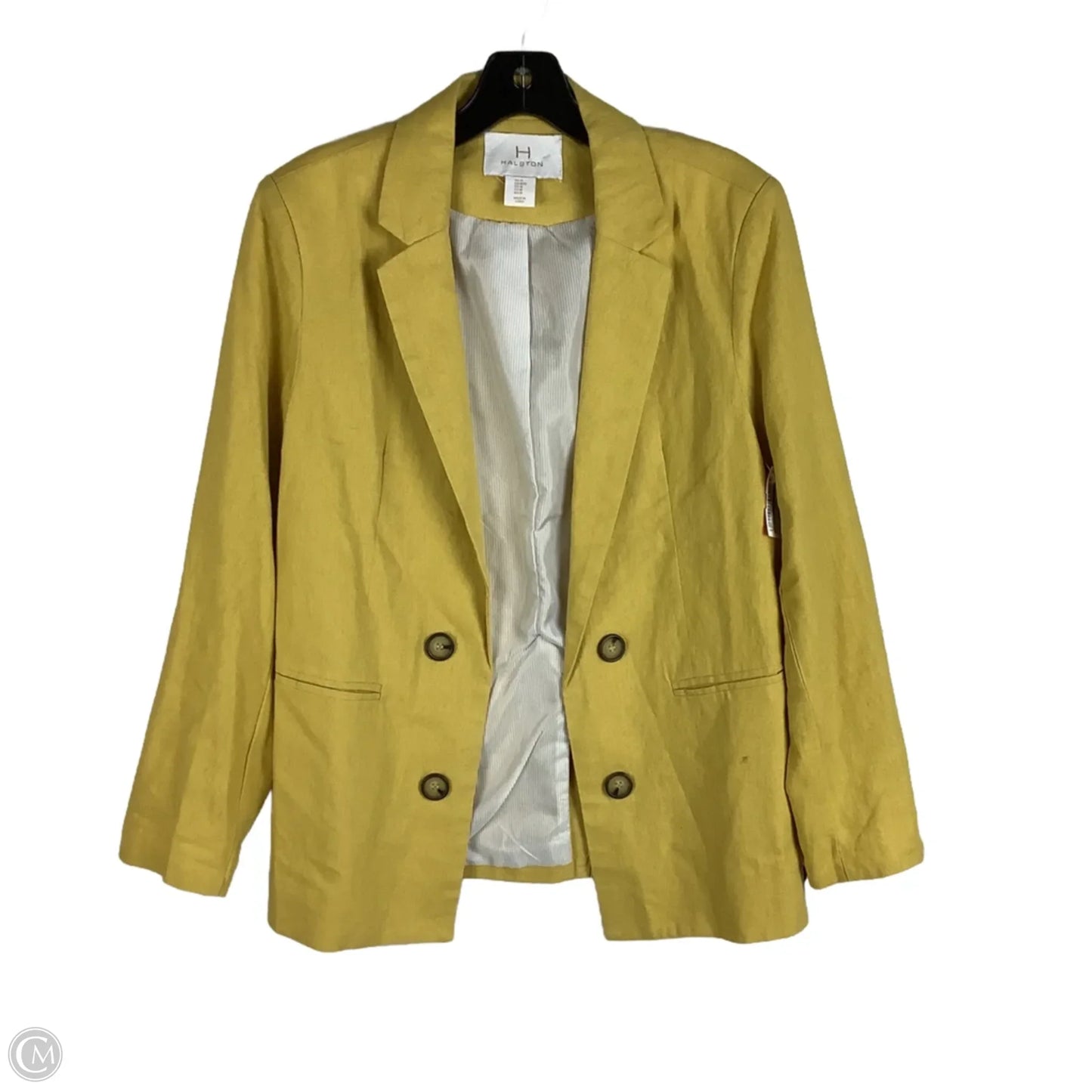 Blazer Designer By Halston In Yellow, Size: M