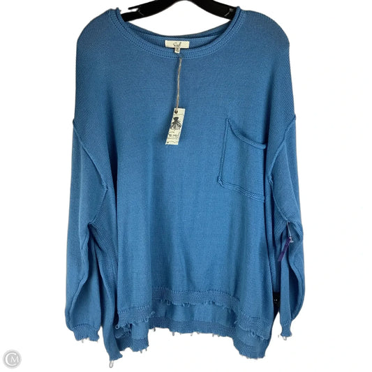 Top Long Sleeve By Easel In Blue, Size: S