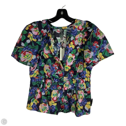 Top Short Sleeve By Anthropologie In Floral Print, Size: M