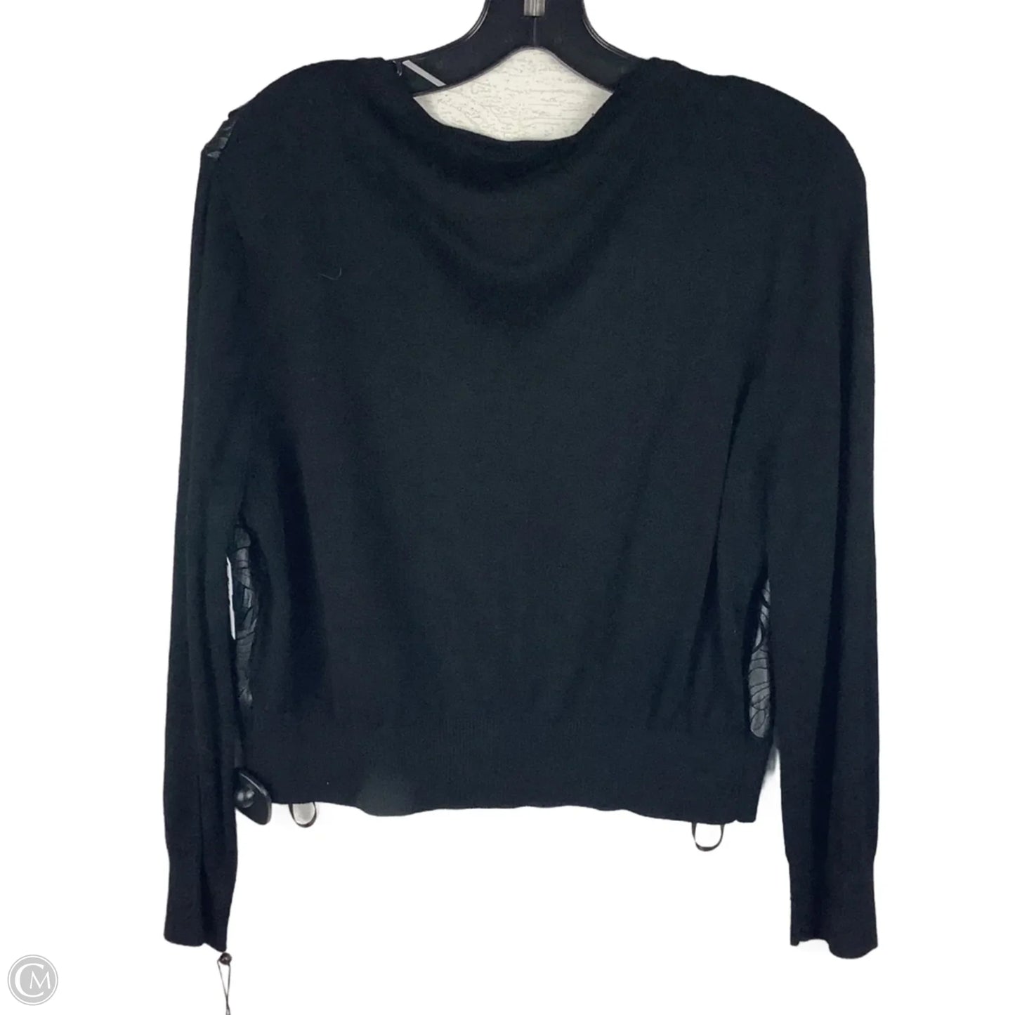 Sweater Cardigan Designer By Karl Lagerfeld In Black, Size: L