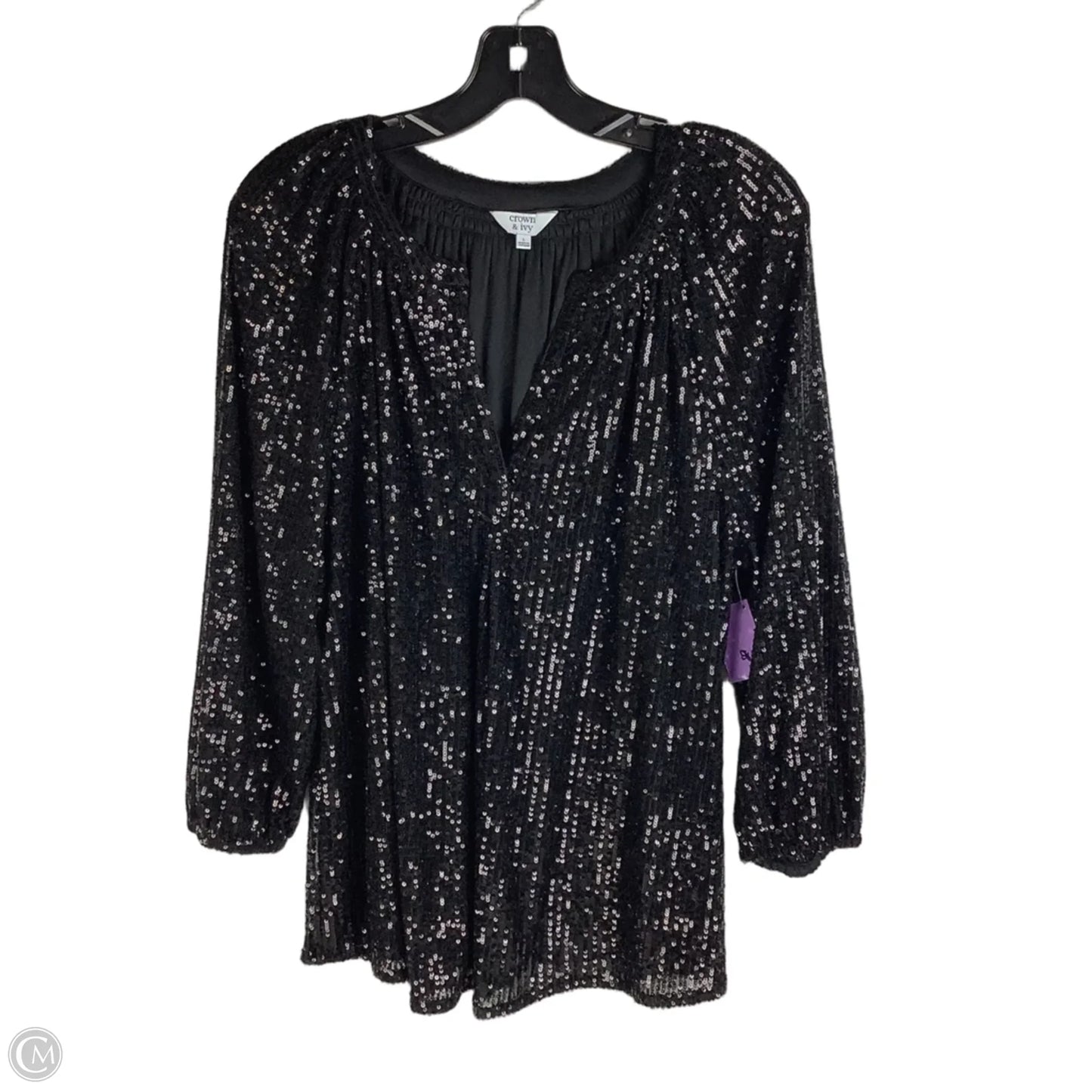 Top Long Sleeve By Crown And Ivy In Black, Size: L