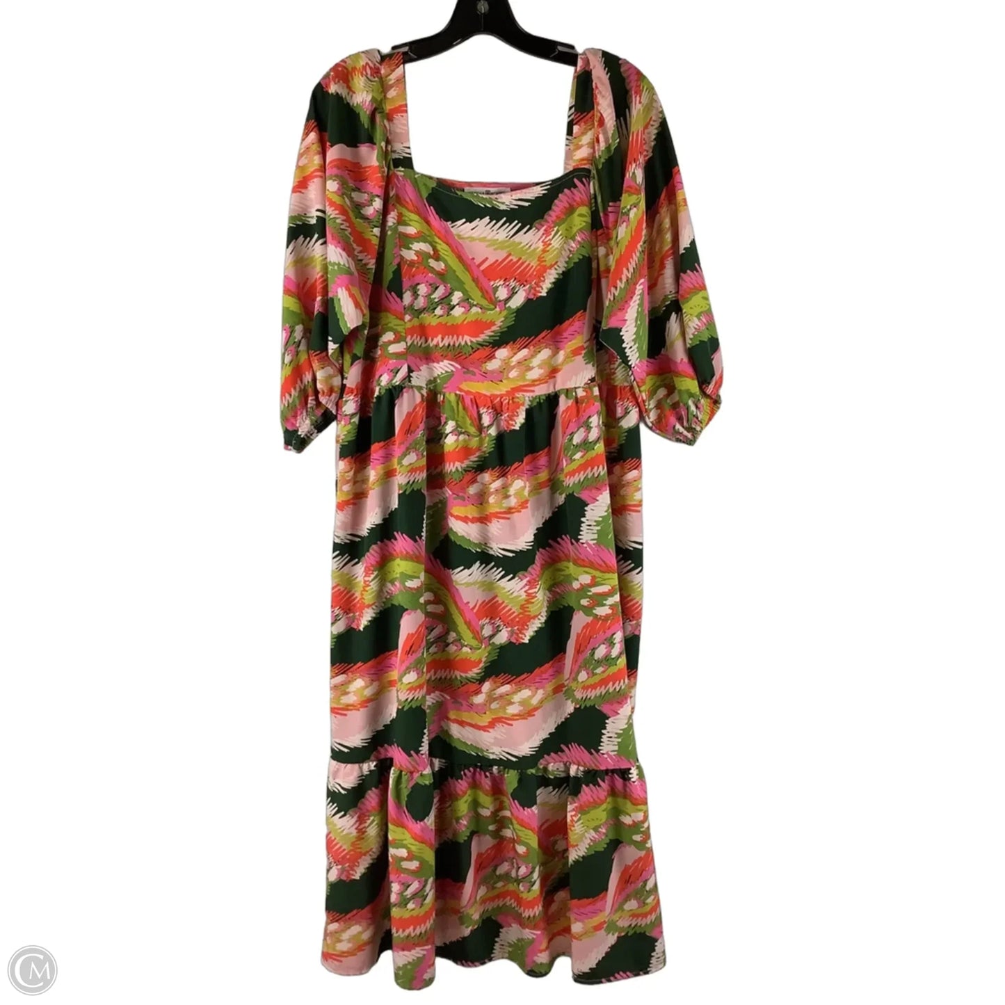 Dress Casual Maxi By Michelle Mcdowell In Green & Pink, Size: L
