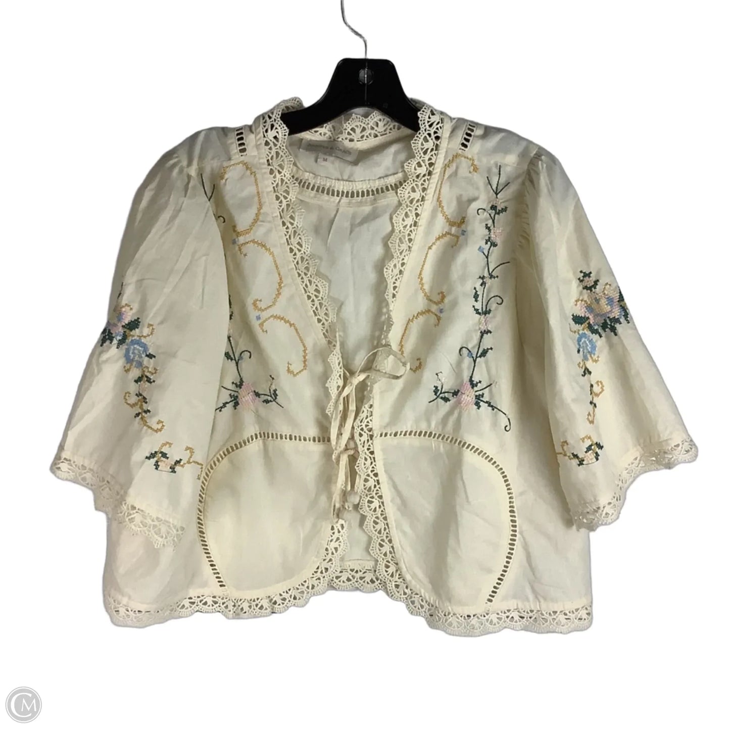Top Short Sleeve By Cmc In Cream, Size: M