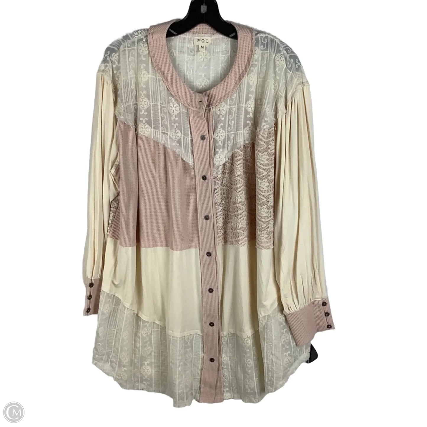 Tunic Long Sleeve By Pol In Pink, Size: M