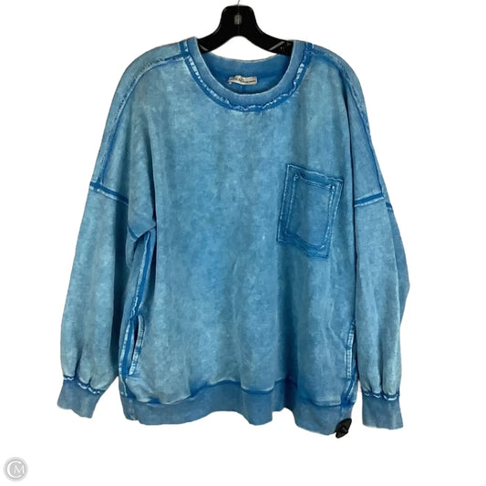 Sweatshirt Crewneck By Zenana In Blue, Size: 1x