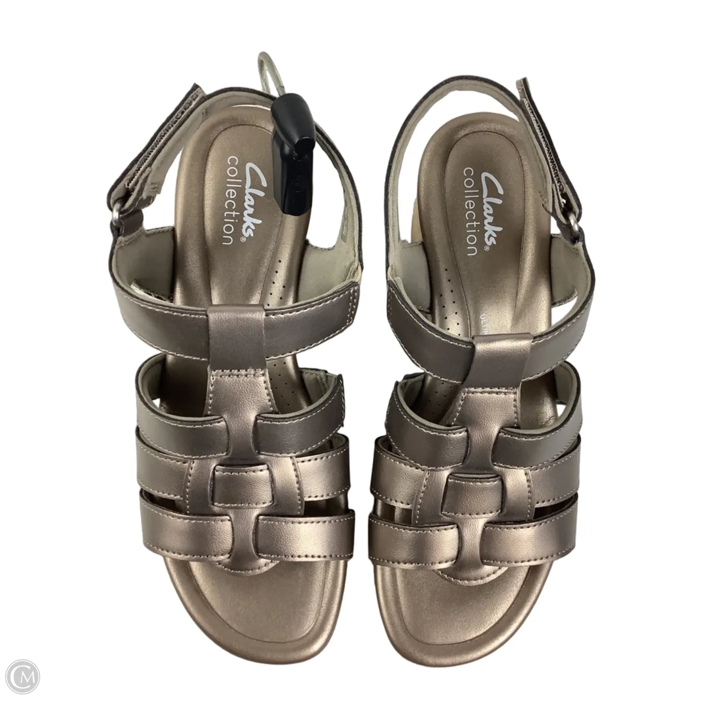 Sandals Heels Wedge By Clarks In Silver, Size: 7.5