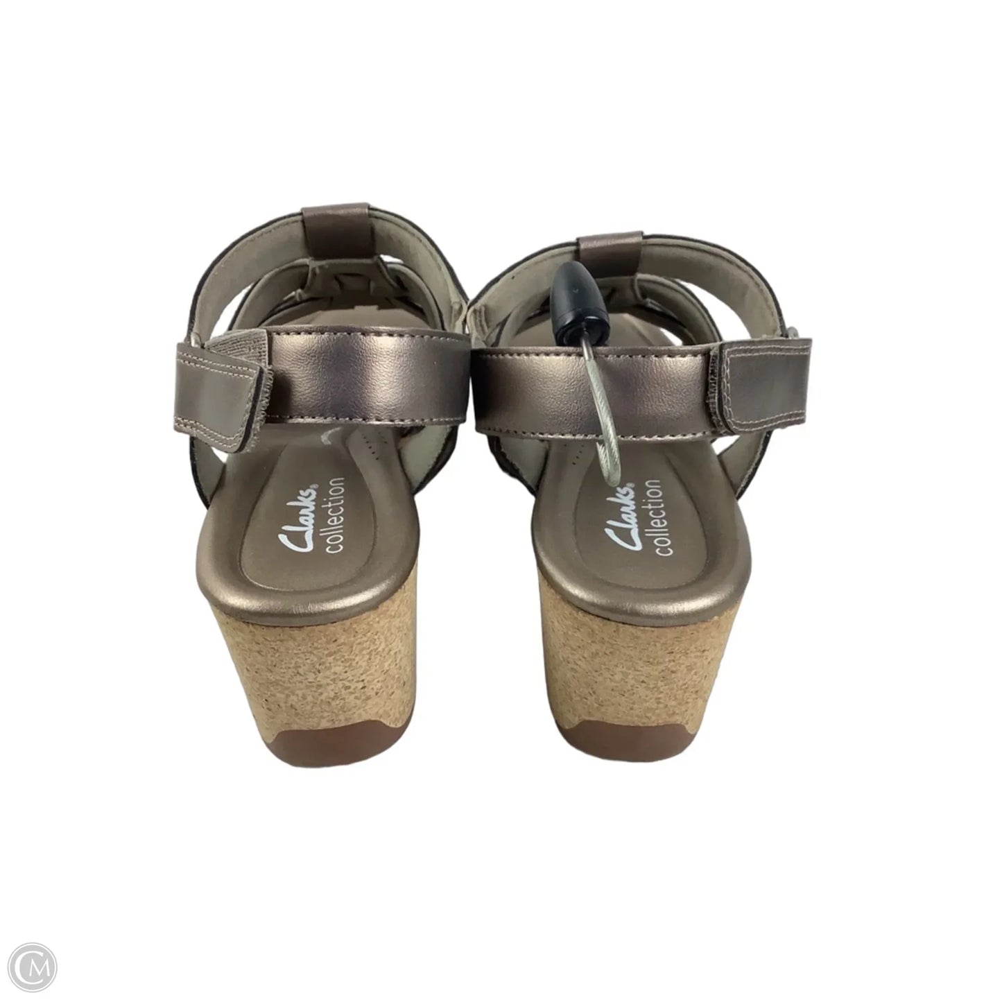 Sandals Heels Wedge By Clarks In Silver, Size: 7.5