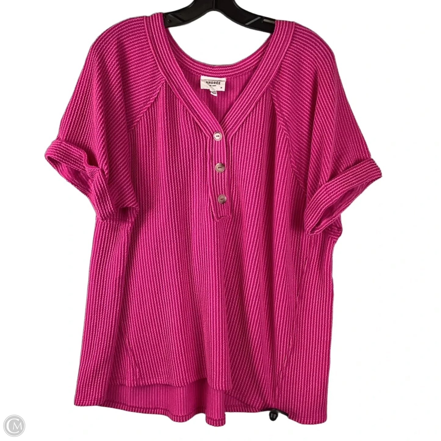 Top Short Sleeve By Andree By Unit In Pink, Size: 1x