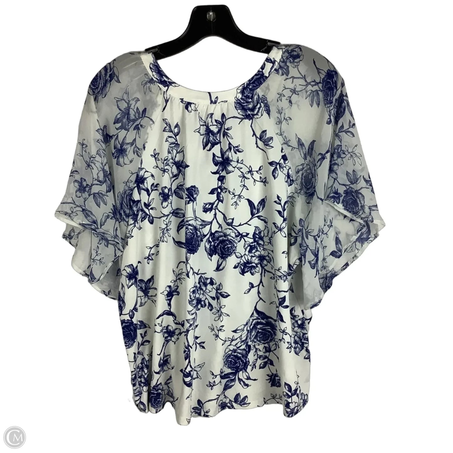 Top Short Sleeve By Perceptions In Blue, Size: L
