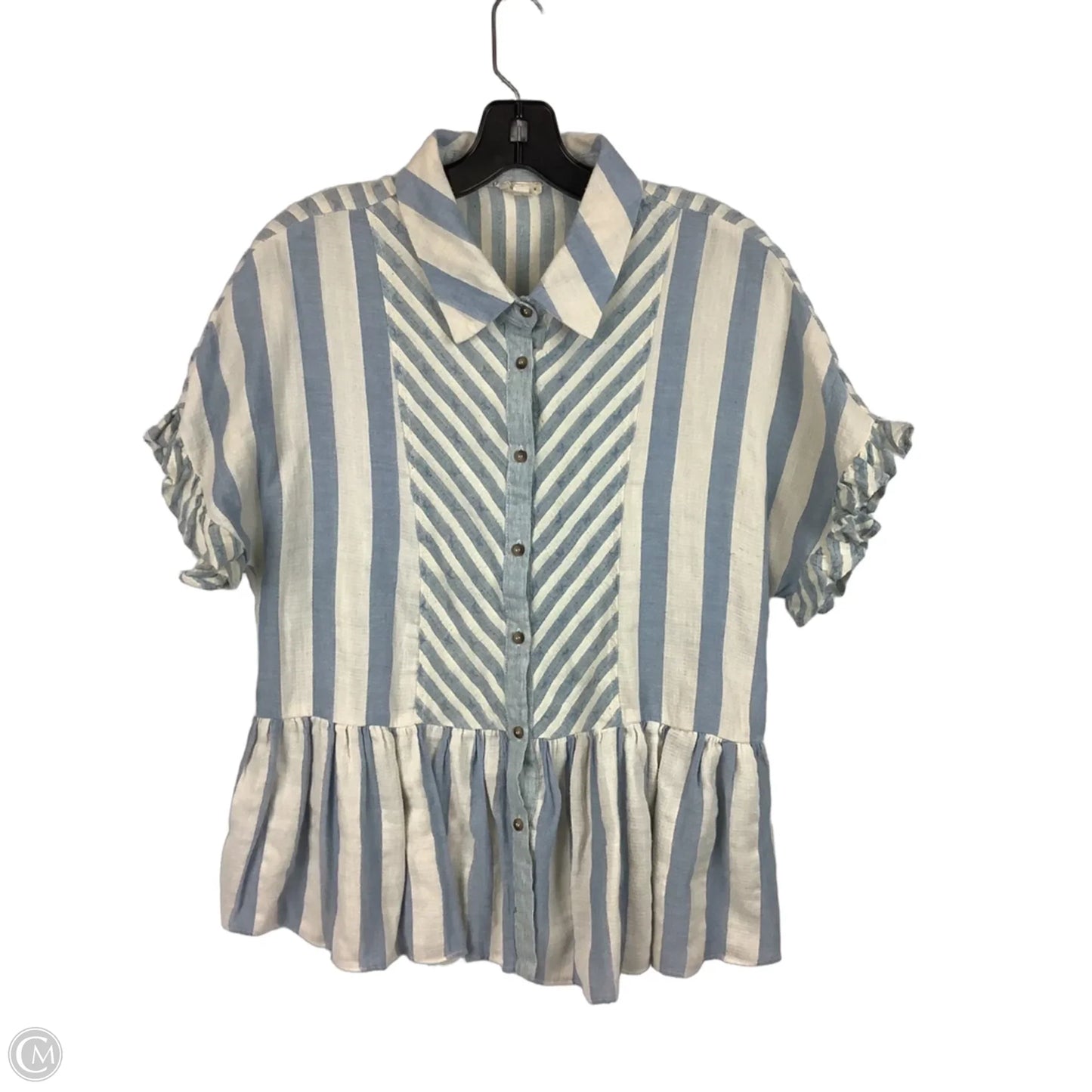 Top Short Sleeve By Hem & Thread In Striped Pattern, Size: L