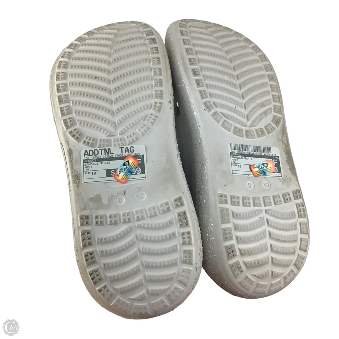 Sandals Flats By Crocs In Grey, Size: 10