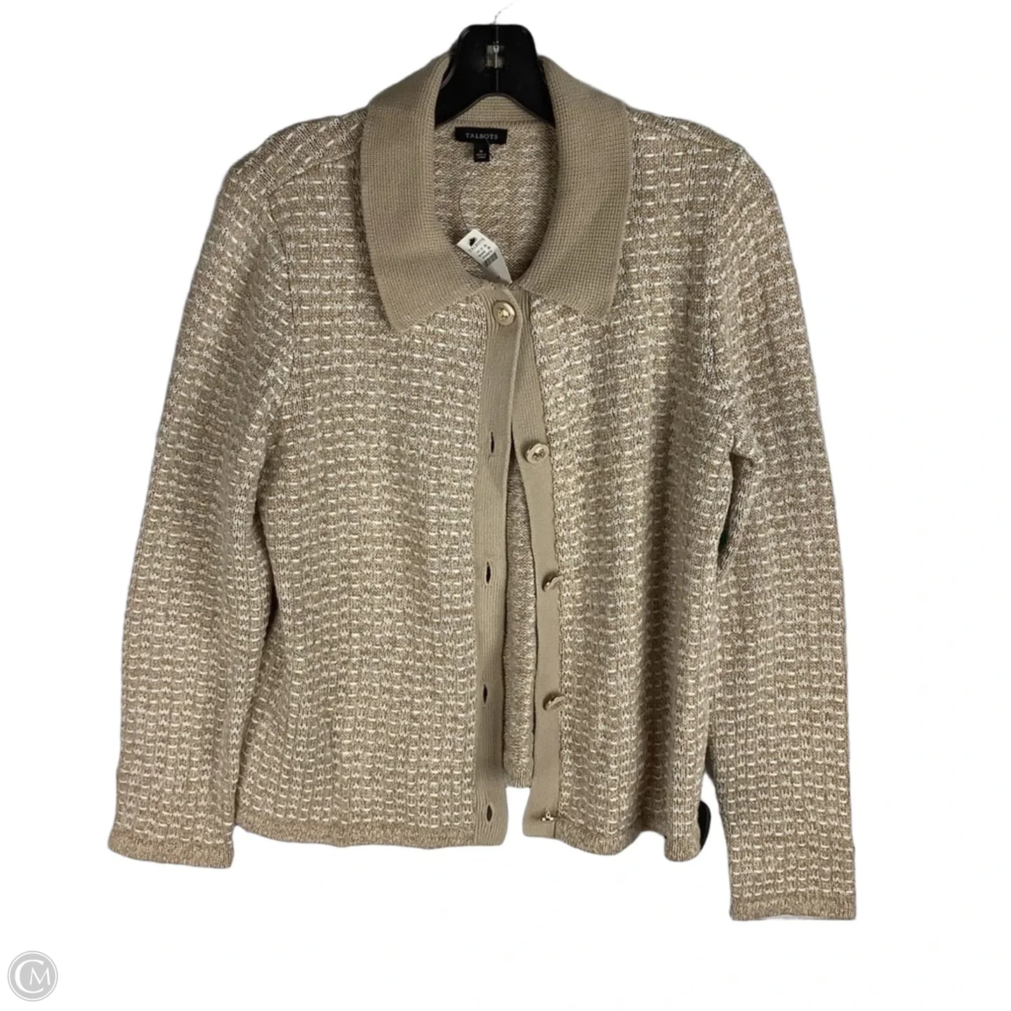 Sweater Cardigan By Talbots In Tan, Size: M