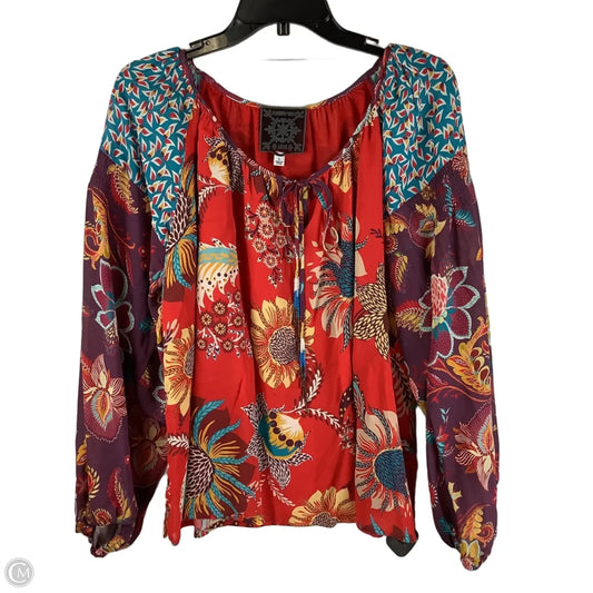 Top 3/4 Sleeve By Johnny Was In Multi-colored, Size: L