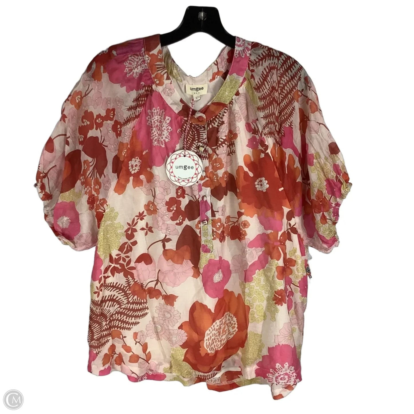 Top Short Sleeve By Umgee In Floral Print, Size: L