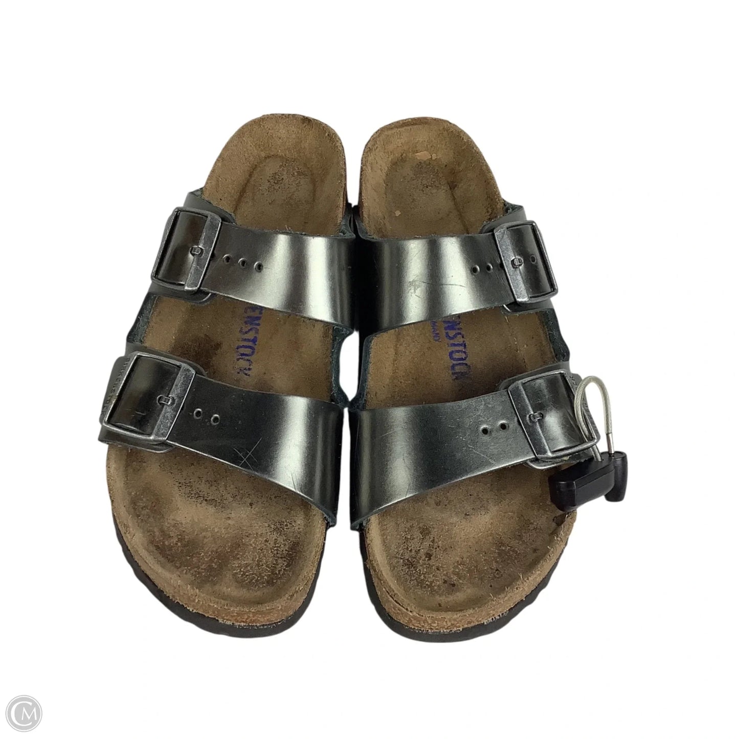 Sandals Flats By Birkenstock In Silver, Size: Estimated 9