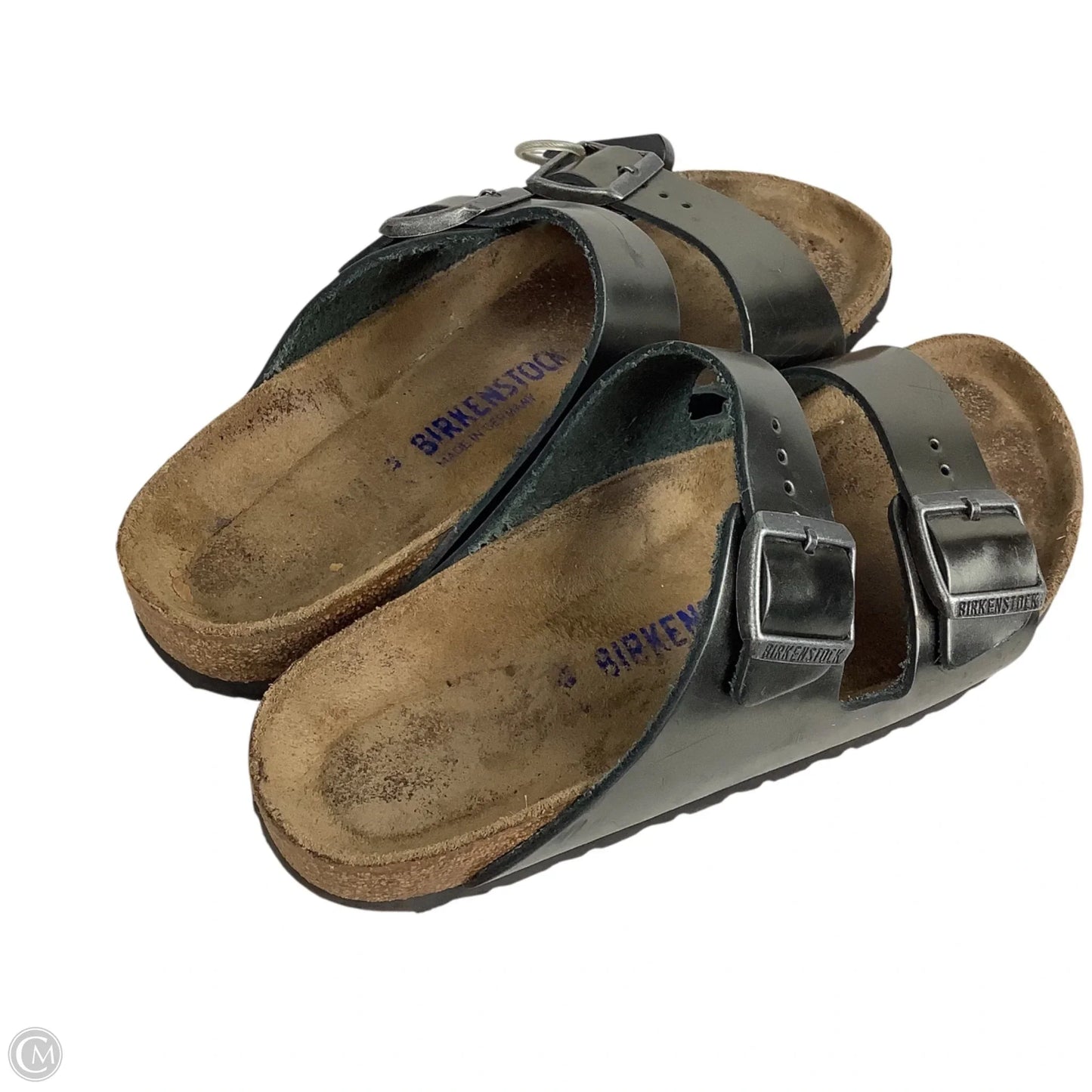 Sandals Flats By Birkenstock In Silver, Size: Estimated 9