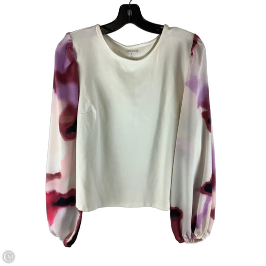 Top Long Sleeve By Nine West In Purple & White, Size: L