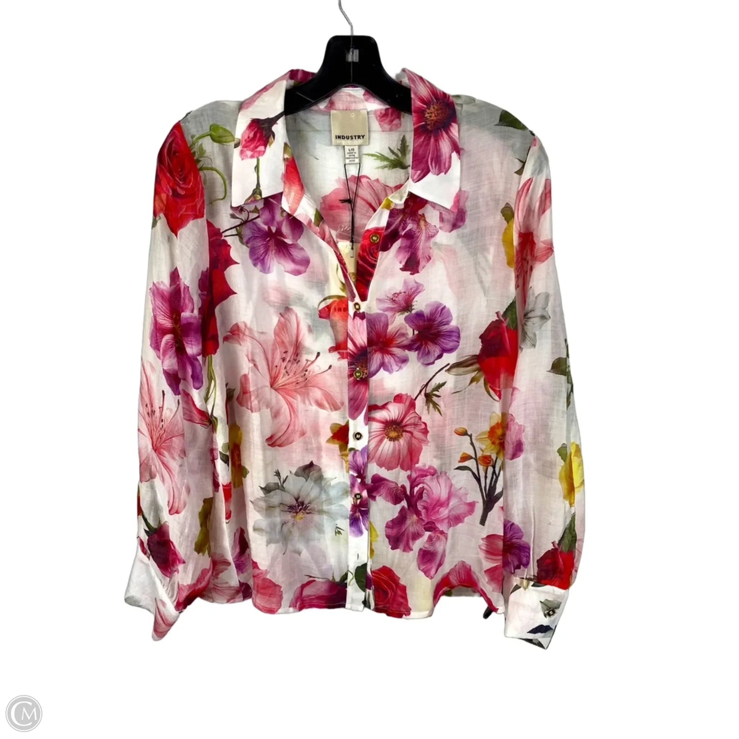 Top Long Sleeve By Industry In Floral Print, Size: L
