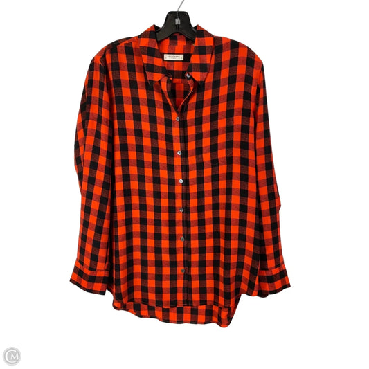 Top Long Sleeve By Equipment In Plaid Pattern, Size: S