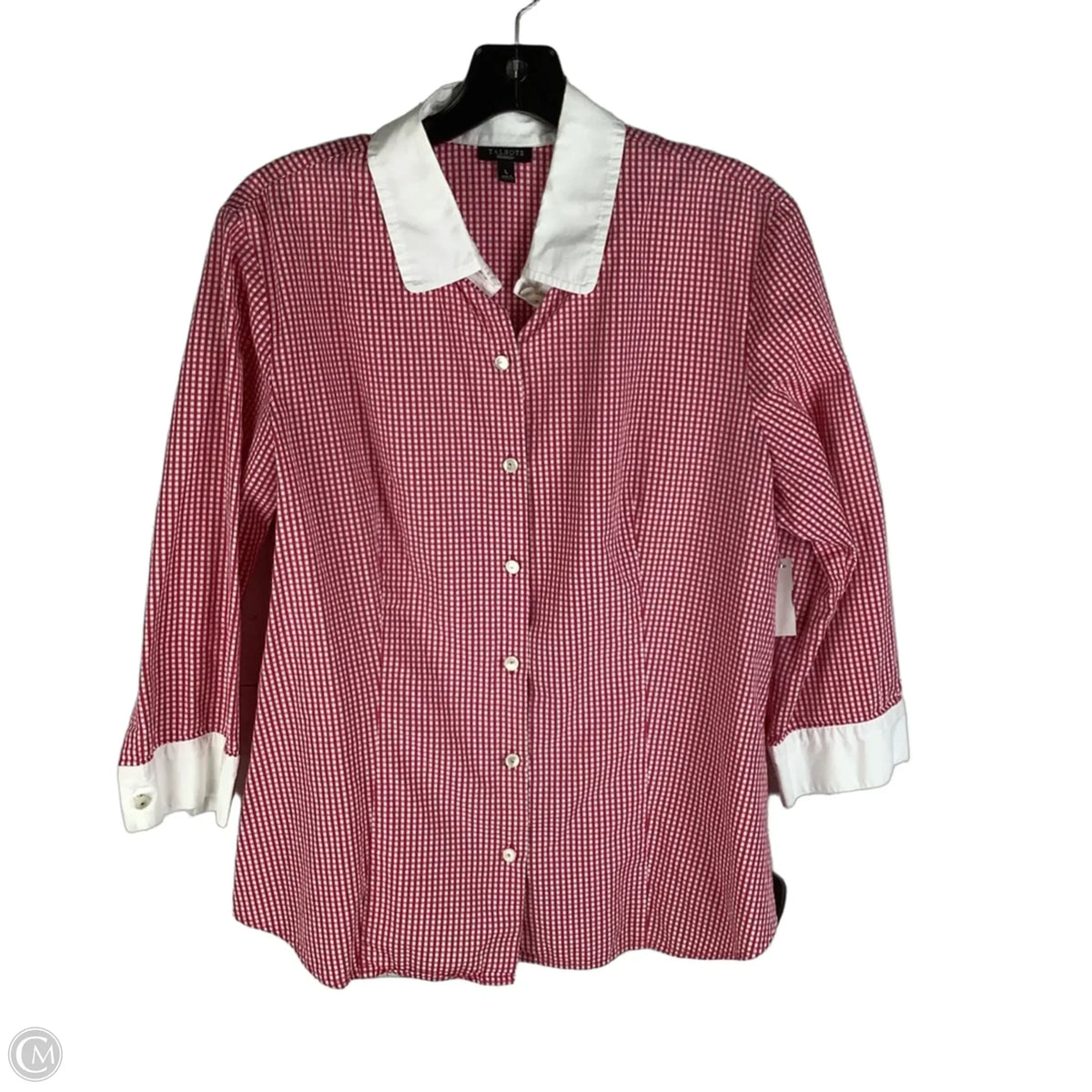 Top Long Sleeve By Talbots In Checkered Pattern, Size: L