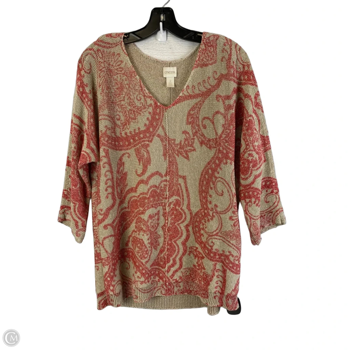 Sweater By Chicos In Orange & Tan, Size: L