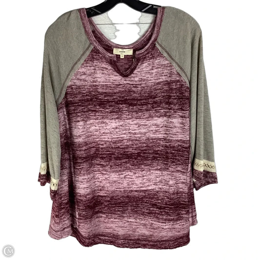 Top 3/4th Sleeve By Entro In Maroon, Size: M
