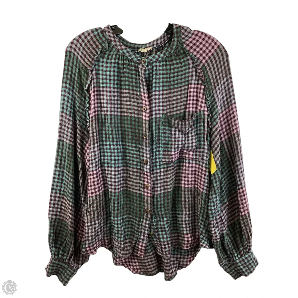 Top Long Sleeve By Pilcro In Checkered Pattern, Size: L