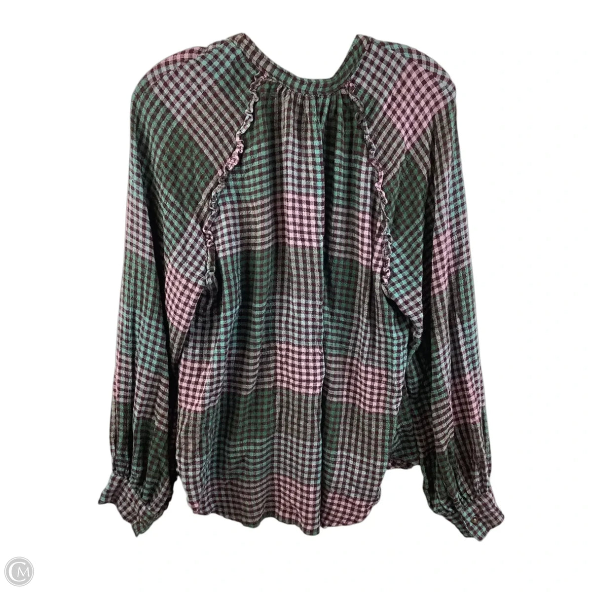 Top Long Sleeve By Pilcro In Checkered Pattern, Size: L