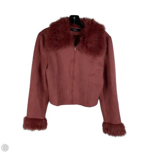 Jacket Faux Fur & Sherpa By Forever 21 In Red, Size: Estimated S