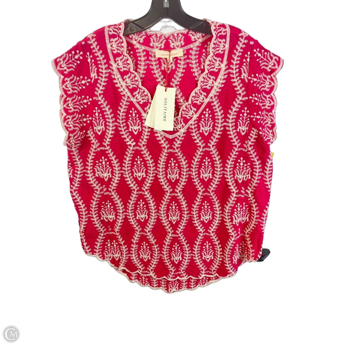 Top Short Sleeve By Solitaire In Pink, Size: L